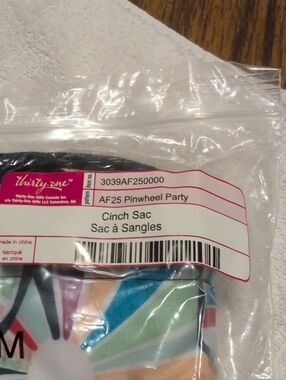 thirty-one Pinwheel Party Cinch Sac — Multicolor Pinwheel Print